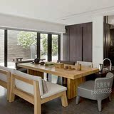 全实木餐桌椅组合原木咖啡厅洽谈办公长桌现代长方形北欧宜家饭桌