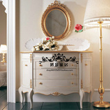 欧式实木雕花新古典白色做旧餐边柜斗柜 电视柜客厅装饰柜 玄关柜