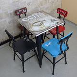 美式铁艺餐椅 复古做旧彩色靠背椅 休闲咖啡厅餐椅餐厅酒吧桌椅