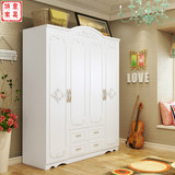 欧式木质板式白色衣柜 卧室整体定制衣橱组合 二三四五门储物衣柜