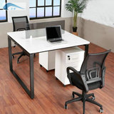 简约黑白板式口字钢架职员办公桌电脑桌员工组合屏风2人工作位椅