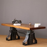 loft工业美式复古实木餐桌创意咖啡桌个性长桌洽谈桌钢木办公桌
