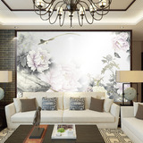 大型无缝3d立体墙纸壁画定制 中式花鸟墙纸 沙发电视背景墙壁画纸