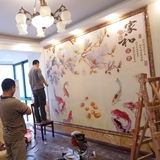 现代简约3d电视背景墙墙纸壁纸客厅卧室大型壁画中式花鸟玉兰花卉