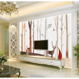 简约无缝5D客厅沙发电视背景墙壁纸 欧式抽象麋鹿树林 壁画无纺布