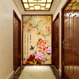 一卷绣3d现代中式玄关壁画家和富贵客厅卧室过道走廊墙纸壁纸