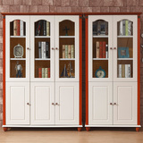 地中海玻璃门书柜书房套房家具现代组装实木书架组合储物柜书橱