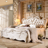 欧式雕花双人床1.8米公主床奢华婚床白色软包欧式组合实木床简约