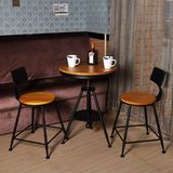 高档铁艺升降餐桌椅组合漫奶茶店咖啡厅桌椅三件套户外休闲木桌椅