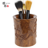 红木手工艺品摆件仿古中式实木雕刻铁梨木笔筒办公桌摆件大笔筒