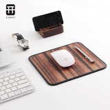 开物 垫鼠标个性木质礼品电脑真皮办公桌桌垫 定制锁边创意鼠标垫