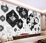 简约黑白欧式3D无缝抽象立体沙发大型壁画客厅电视背景墙壁纸墙纸