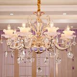 欧式锌合金蜡烛玉石水晶吊灯高档餐厅现代客厅卧室书房紫色灯具