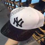 韩国代购MLB洋基队棒球帽黑色NY帽子潮款嘻哈帽春夏户外男鸭舌帽