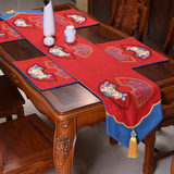 中式高档棉麻刺绣桌旗古典美式田园餐桌布艺床旗茶几客厅桌布包邮