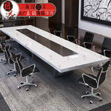 商业办公家具白色烤漆会议桌简约现代时尚长桌办公桌椅组合 定制
