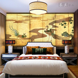3D古典山水花鸟酒店客厅电视沙发卧室背景墙无缝丝绸墙纸壁画壁纸