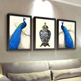 极简美式室内家居装饰画沙发背景大气壁画北欧宜家墙画挂画蓝孔雀