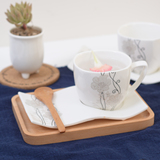苏与 SOYOU灰色兰心新骨瓷陶瓷咖啡杯碟子欧式家用下午茶把手简约