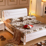 现代简约全实木床1.8米1.5米橡木木床双人婚床纯白色中式卧室家具