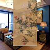 中式古典茶餐厅茶道客厅镂空半透明布艺隔断挂屏风挂式【花为媒】
