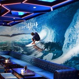 3D立体户外运动主题 大型壁画滑雪冲浪赛车酒吧 文艺励志墙纸壁纸
