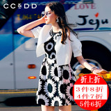 CCDD2016秋装新款专柜正品女黑白撞色亮片时尚 韩版短款修身外套