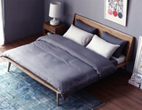 北欧实木床 现代简约原木双人床 水曲柳胡桃色创意1.8大床 婚床
