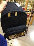 16代购 Moschino 莫斯奇诺 金色字母logo 菱格双肩包书包小号大号