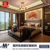 新中式实木床古典家具床水曲柳家具酒店床样板房双人床工厂直销