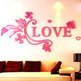 love亚克力水晶3d立体墙贴画电视背景墙卧室温馨爱情创意房间装饰