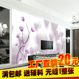 3d立体现代简约无缝无纺紫色花卉电视背景墙壁纸壁画客厅卧室墙布