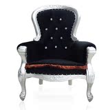 新古典沙发椅子实木布艺 欧式单人沙发椅老虎椅 美容院休闲沙发椅
