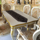 描金餐桌椅组合4-6人欧式白色长方形餐台1.2-1.8米简约户型饭桌子