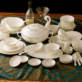 正品结婚礼品餐具景德镇陶瓷器60头骨瓷韩式碗盘碗碟套装防烫碗具