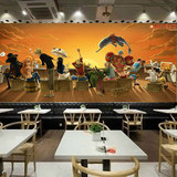 动漫主题餐厅墙纸小吃店奶茶店网吧卧室壁纸3d卡通海贼王大型壁画