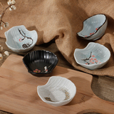日式和风手绘釉下彩 创意陶瓷家用碟子小吃碟酱料碟调味碟贝壳碟
