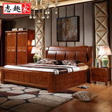实木床储物气动高箱床1.81.5米现代简约中式卧室橡胶木双人床家具