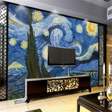梵高油画星空墙纸抽象客厅创意壁纸艺术无缝定制壁画电视背景墙