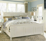 卧室实木双人床现代简约象牙白做旧色大床美式环保桦木家用床定制