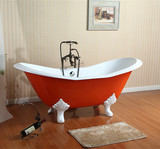 银山1.8米铸铁浴缸/欧式铸铁浴缸/狮脚浴缸/铸铁双人高档瓷釉浴缸