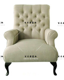 现货新古典现代布艺拉扣沙发椅欧式法式高背休闲老虎椅书椅特价