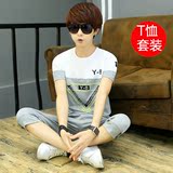 短袖套装男装青少年韩版夏季男孩短袖T恤高学生纯棉休闲运动套装