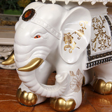 白色欧式客厅摆件家居装饰品树脂象凳子工艺品高档招财大象换鞋凳