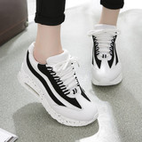 2016春夏韩版内增高运动鞋女黑白色厚底休闲鞋中学生跑步气垫鞋潮