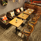 咖啡厅桌椅 美式乡村 复古loft 星巴克 甜品店咖啡馆沙发卡座组合