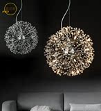 现代简约宜家个性创意蒲公英圆球形客厅餐厅卧室艺术 LED水晶吊灯