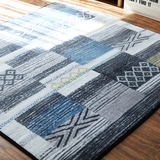 日本购 Yosul 超柔仿羊绒抗菌海绵复合地毯Kilim基里姆花毯 蓝/橙