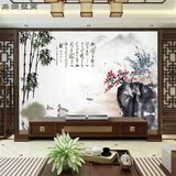 现代中式水墨山水风景壁纸 沙发客厅电视背景墙纸 3D立体无缝壁画
