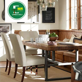 LOFT北欧简约实木原木大桌子 铁艺酒吧咖啡厅奶茶店西餐桌椅组合